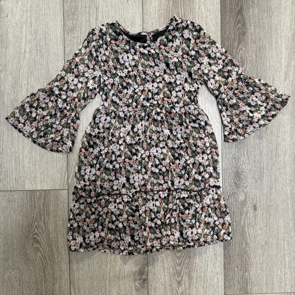 WONDER NATION BELL SLEEVE KNEE LENGTH DRESS FLORAL SMALL 6/6X